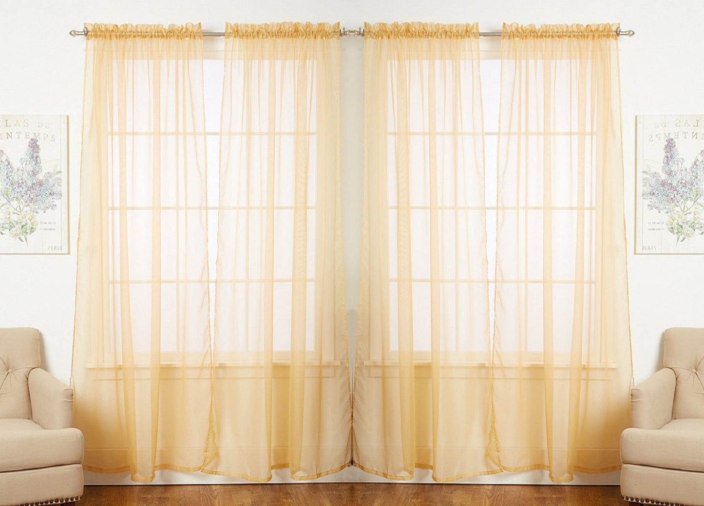 J&V TEXTILES 4-Pack Value: Solid Sheer Window Curtain Panels