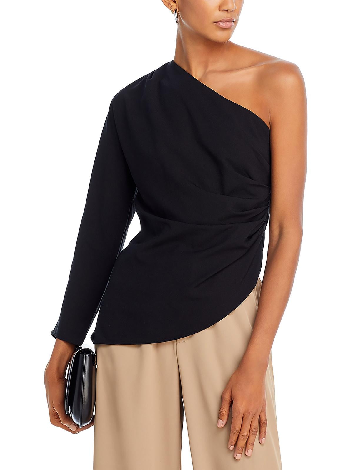 Grey Lab Asymmetric One Shoulder Top Black Size M