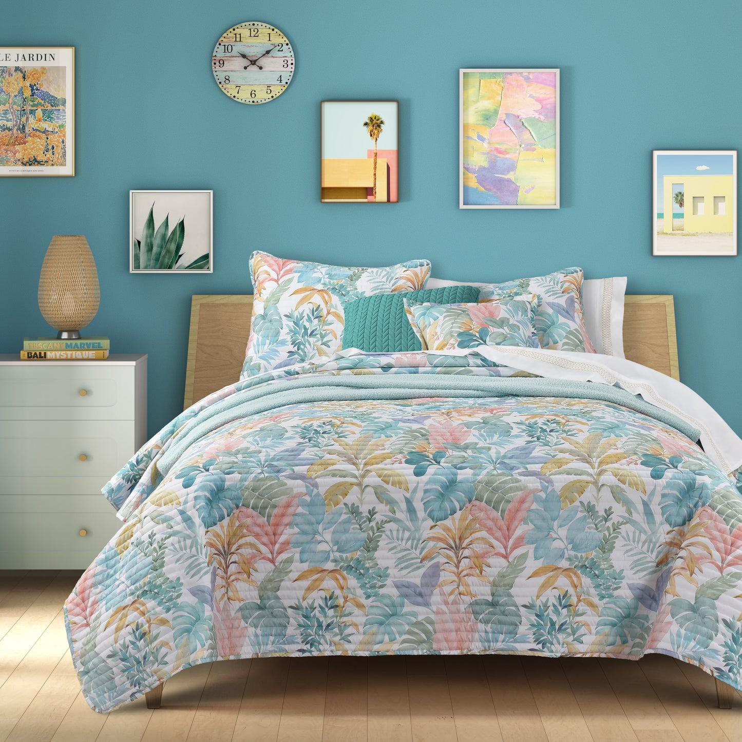 Bahama J. Queen Aqua King Quilt Set Cover