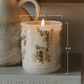 Gold Floral Soy Candle - White Translucent Tinted Glass Jar - 12 oz (Fresh Apple Blossom)