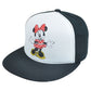 Disney Minnie Mouse Distressed Retro Flat Bill Two Tone Snapback White Hat Cap