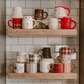 Red Plaid 14 oz Gold Handle Coffee Mug