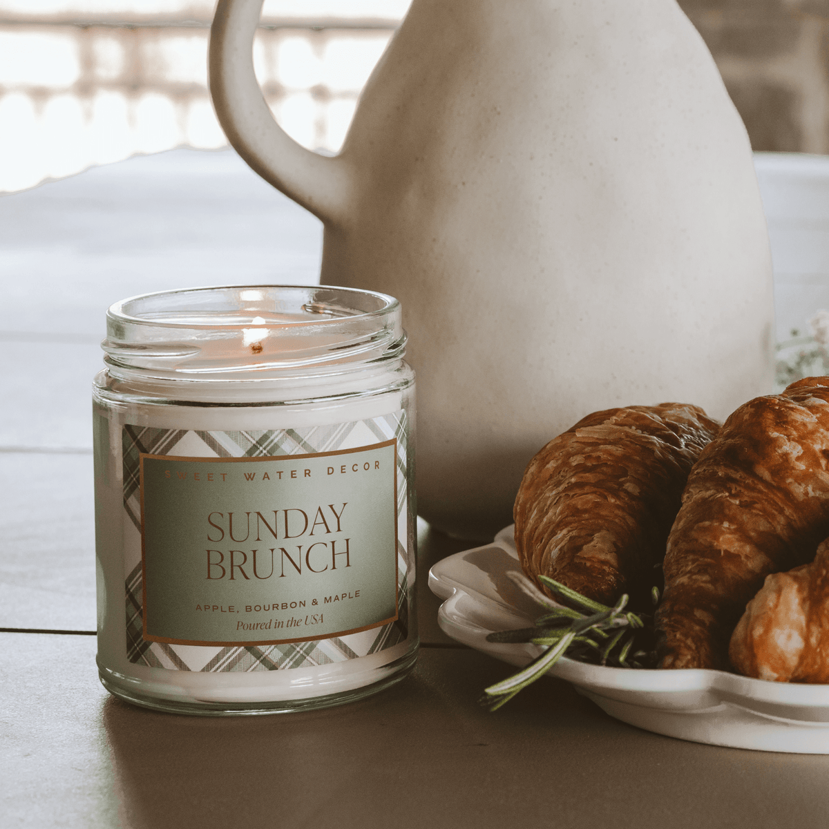 Sunday Brunch Soy Candle - Clear Patterned Jar - 9 oz