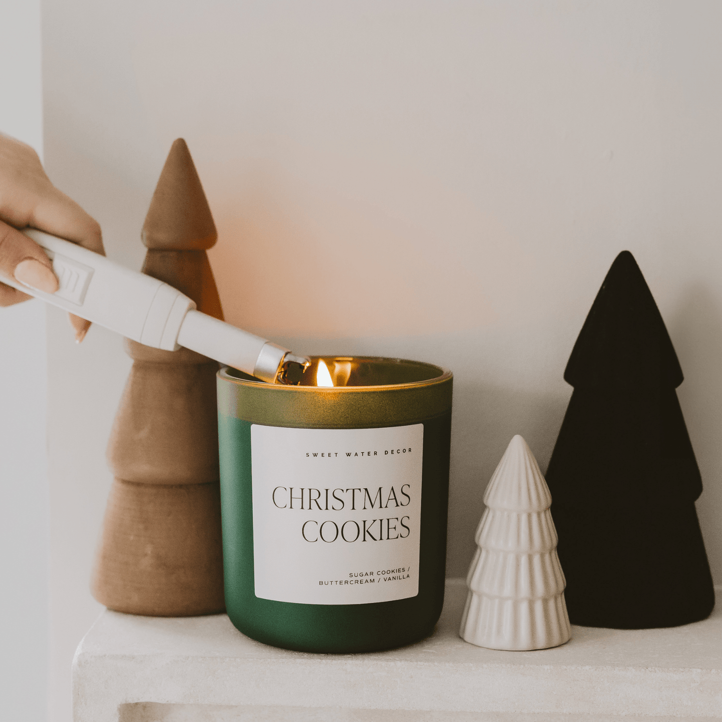 क्रिसमस कुकीज़ सोय कैंडल - हरा मैट जार - 15 औंस (शुगर कुकीज़)