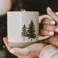 Green Trees 14 oz Cream Stoneware Coffee Mug