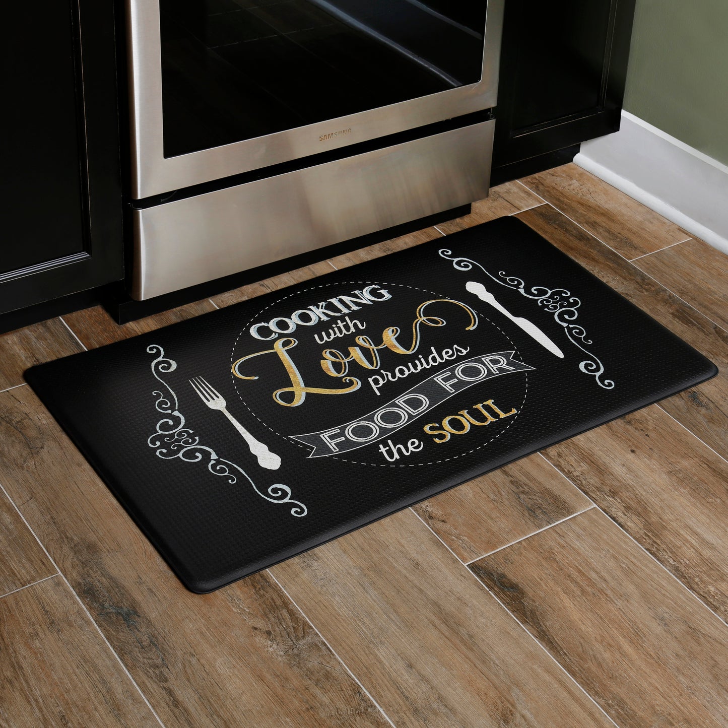 Oversized 20"x36" Feel at Ease Anti-Fatigue Kitchen Mat (Kitchen Soul Chalk)