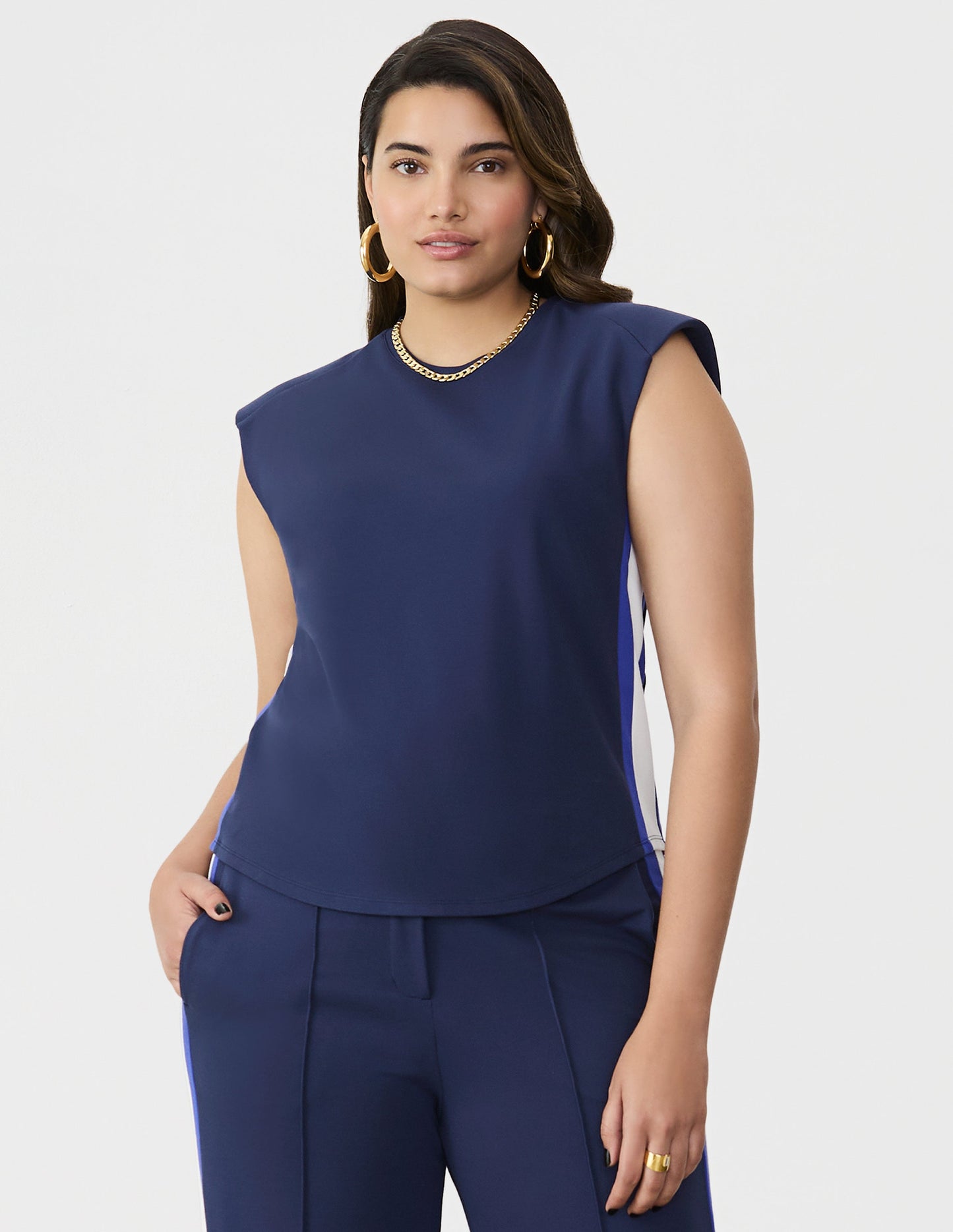 GSTQ Midnight Side Striped Sleeveless Top XS