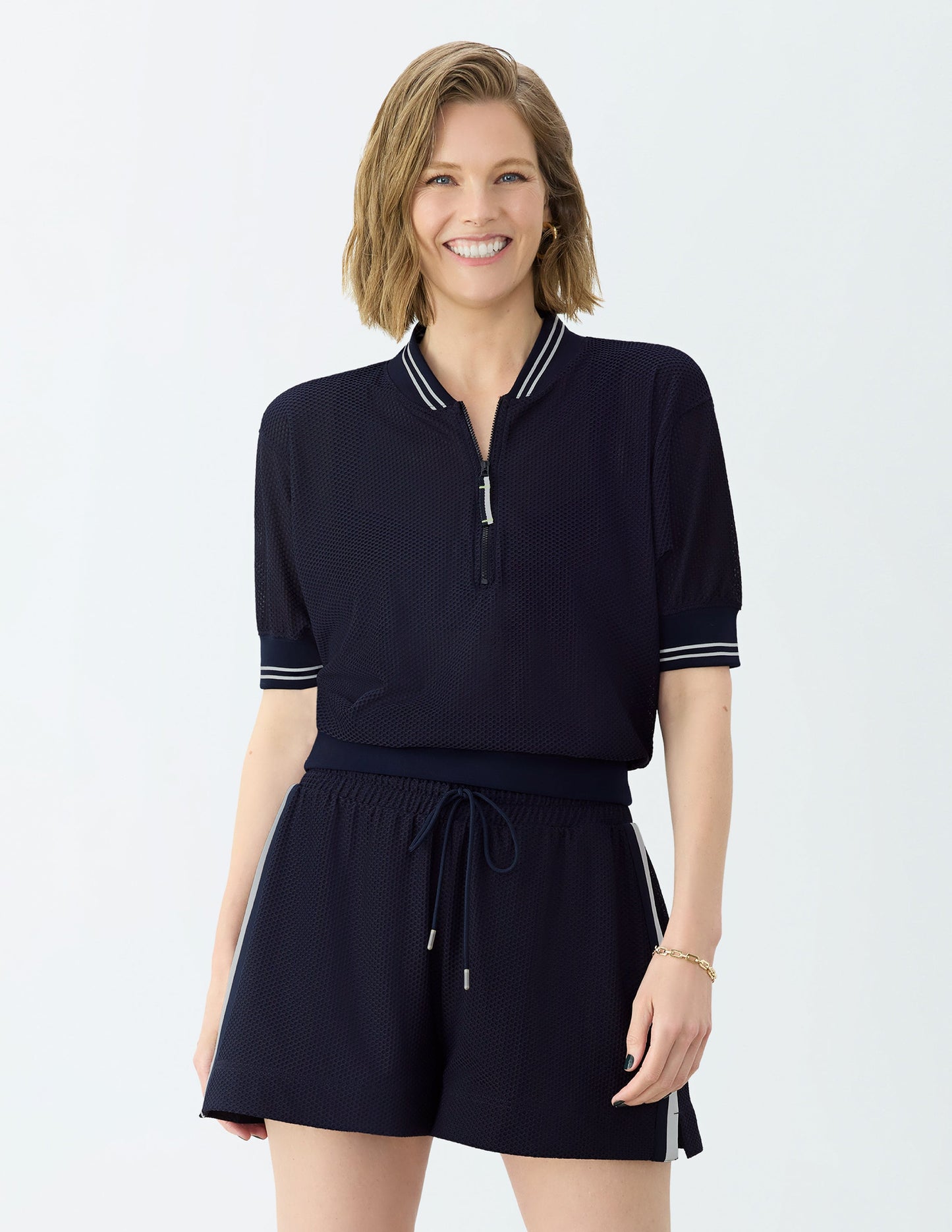 GSTQ Mesh Zip-Front Top XS