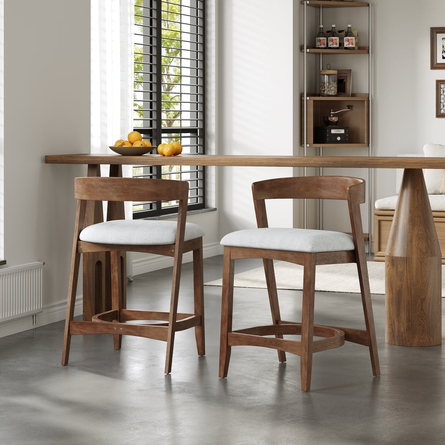 Christopher Knight Home  MidCentury Upholstered Wooden Counter Stools  26 Seat Height Bar Stools with Back Set of 2