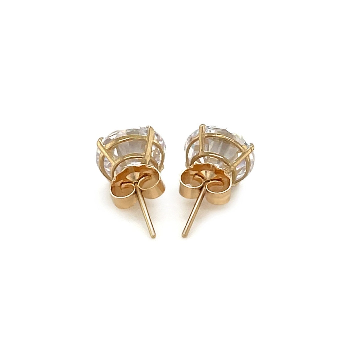 14k पीला सोना 8.0mm गोल CZ स्टड बालियां