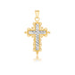 14k Two-Tone Gold Diamond Cut and Baroque Inspired Cross Pendant