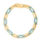 14k Yellow Gold Turquoise Paperclip Gem Link Bracelet (7.00 mm)
