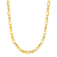 Rounded Rectangular Link Necklace with Textured Round Links in 14k Yellow Gold