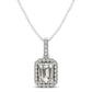 Halo Pendant With Emerald Center Diamond in 14k White Gold (1 1/5 cttw)