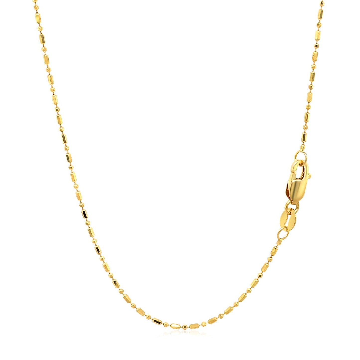 14k पीला सोना डायमंड-कट बीड चेन 1.0mm