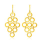 14k Yellow Gold Earrings with Textured Open Circle Motifs