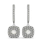 14k White Gold Double Halo Cushion Outer Shaped Diamond  Earrings (3/4 cttw)