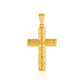 14k Yellow Gold Reversible Textured Cross Pendant