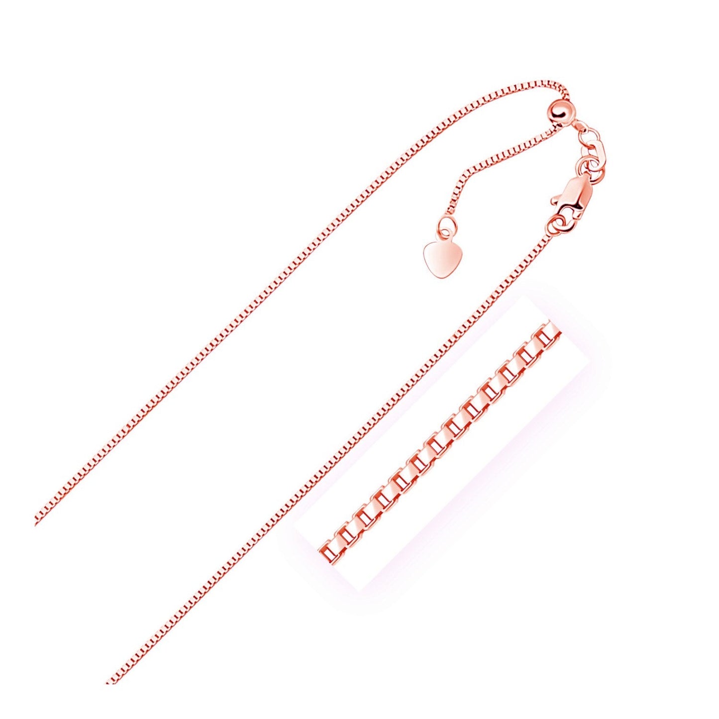 14k रोज़ गोल्ड एडजस्टेबल बॉक्स चेन 0.85mm