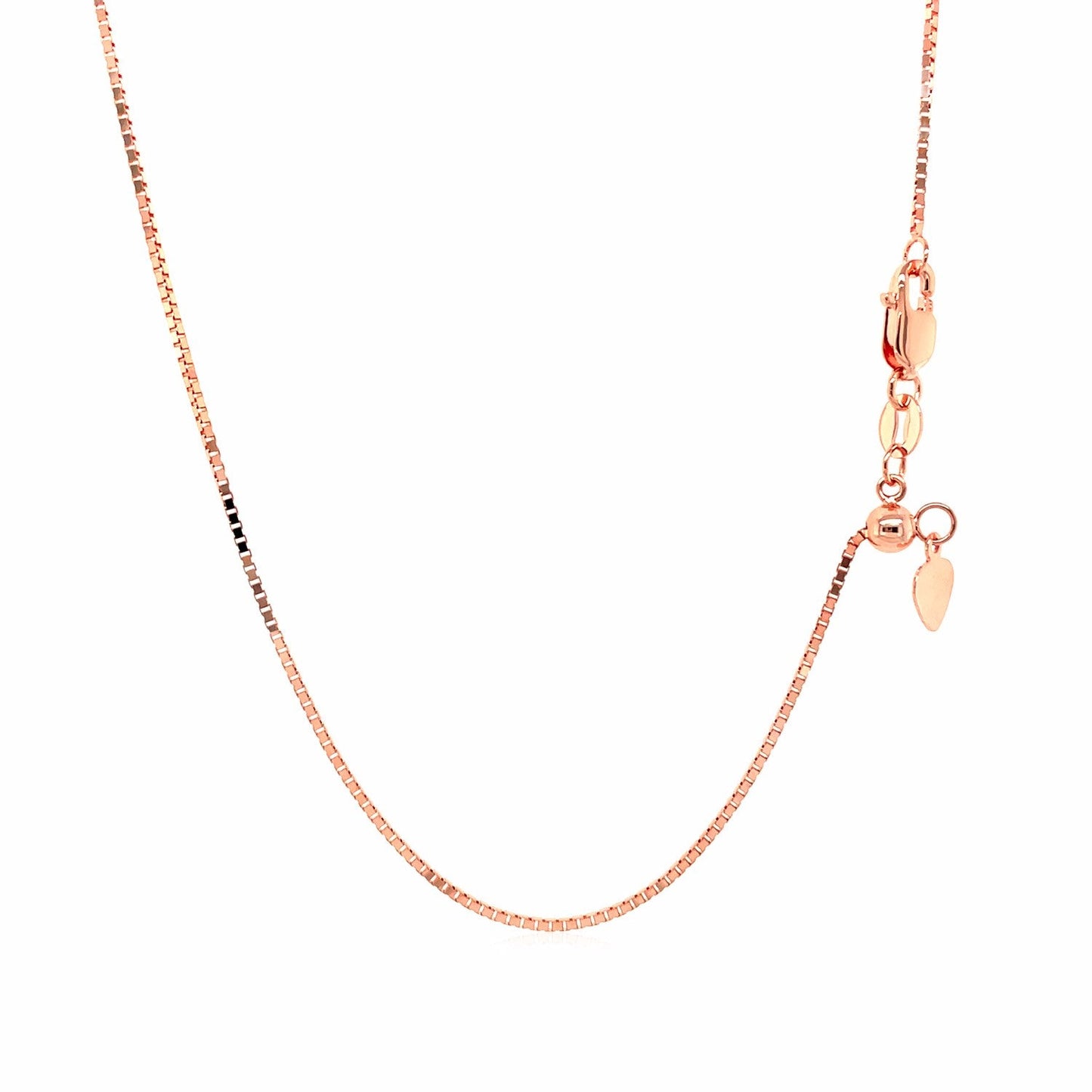14k रोज़ गोल्ड एडजस्टेबल बॉक्स चेन 0.85mm