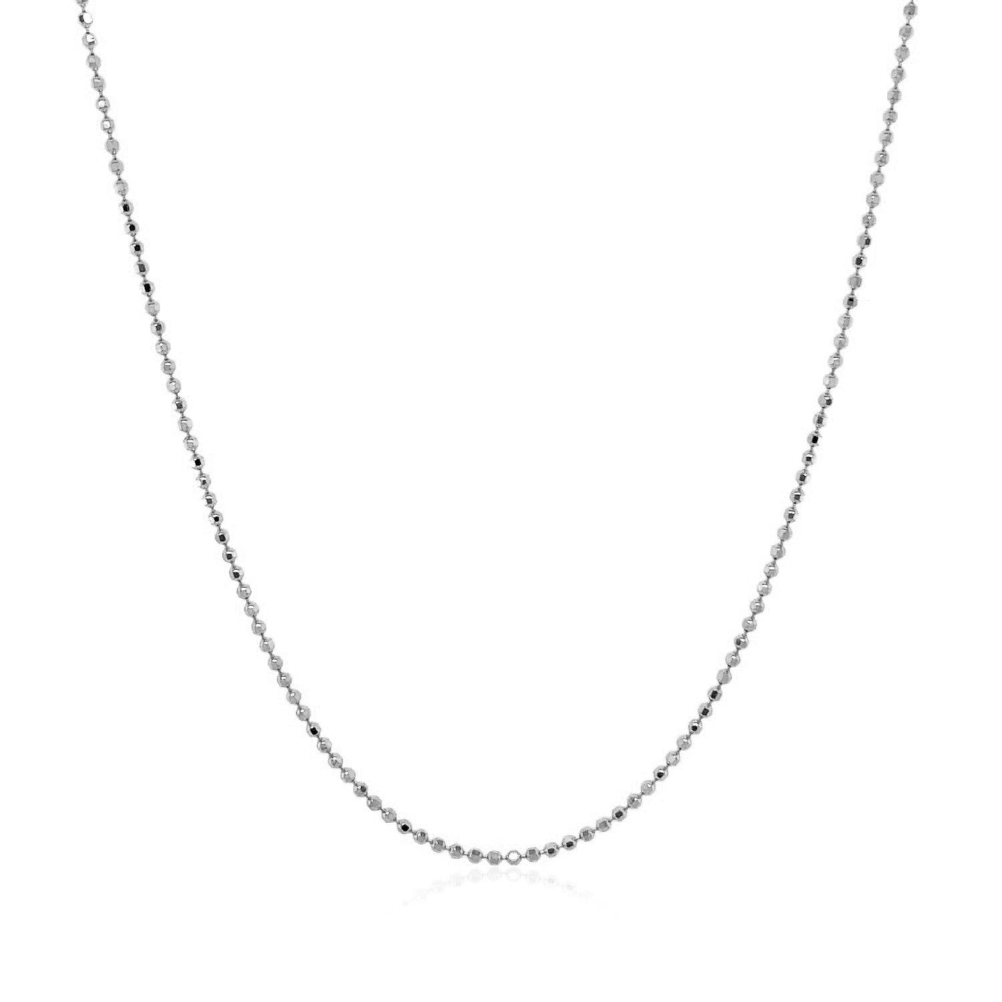 14k सफेद सोना डायमंड कट बीड चेन 1.0mm