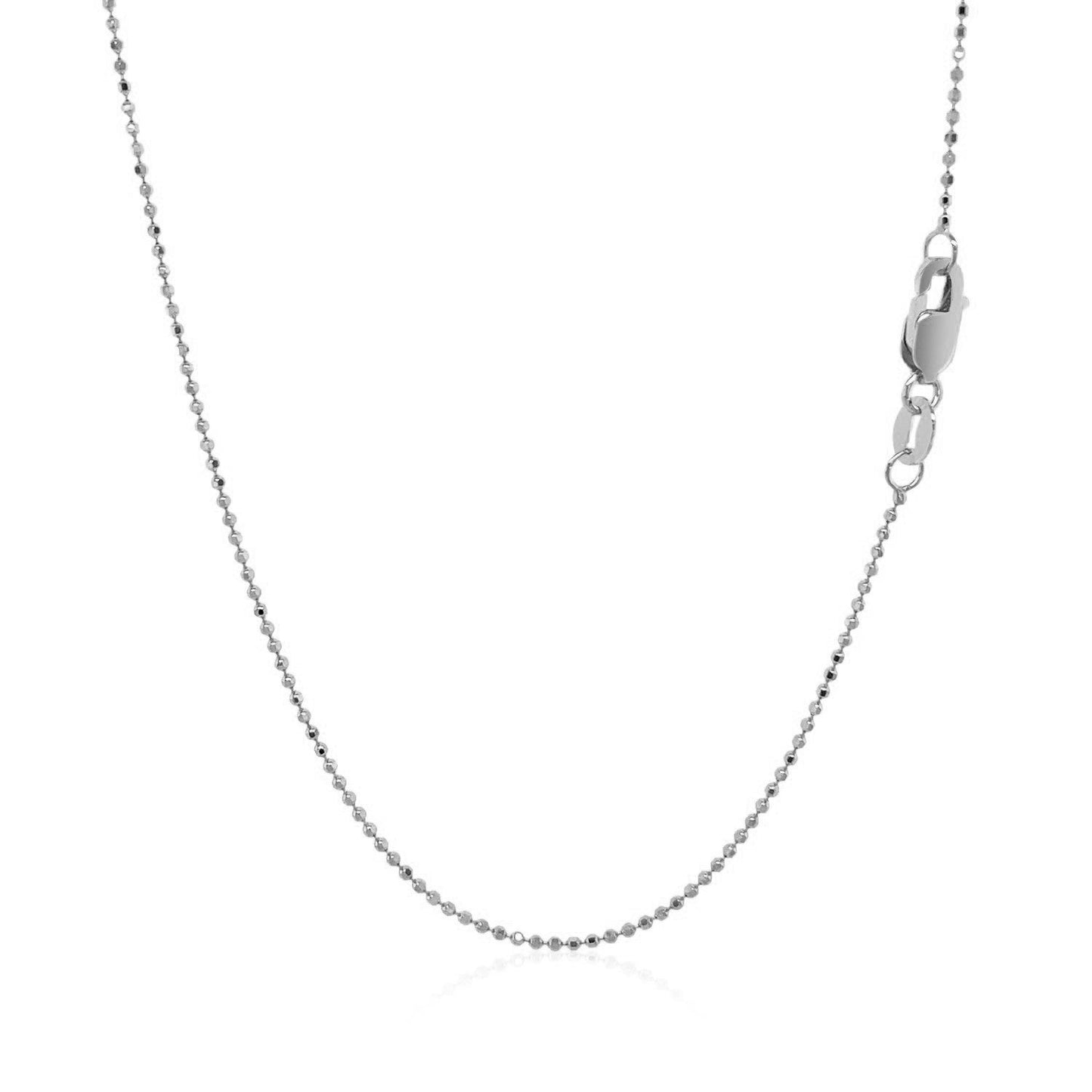 14k सफेद सोना डायमंड कट बीड चेन 1.0mm