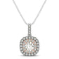 14k White And Rose Gold Cushion Shape Halo Diamond Pendant (1/2 cttw)