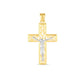 14k Two Tone Gold High Polish Diamond Cut Cross Pendant