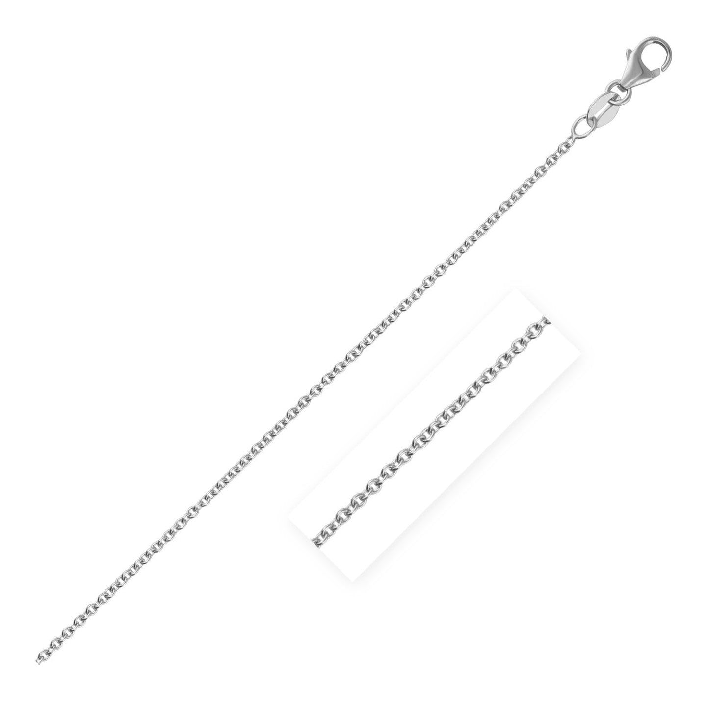 14k व्हाइट गोल्ड राउंड केबल लिंक चेन 1.9mm