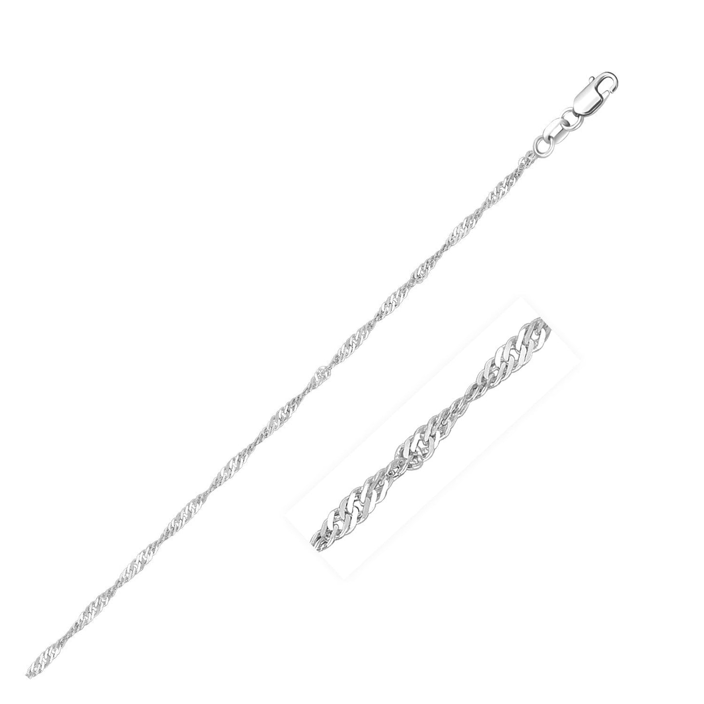 14k सफ़ेद सोना सिंगापुर चेन 1.5mm