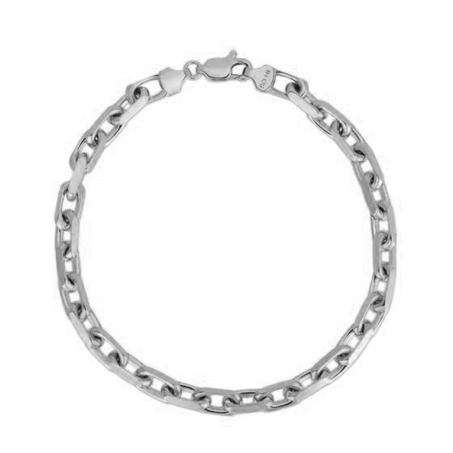 14k व्हाइट गोल्ड फ्रेंच केबल चेन ब्रेसलेट (4.80 mm)