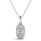 Outer Oval Shaped Two Stone Diamond Pendant in 14k White Gold (5/8 cttw)
