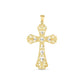 14k Two Tone Gold High Polish Diamond Cut Cross Pendant