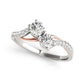 Two Stone Diamond Ring with Curved Band in 14k White And Rose Gold (5/8 cttw)
