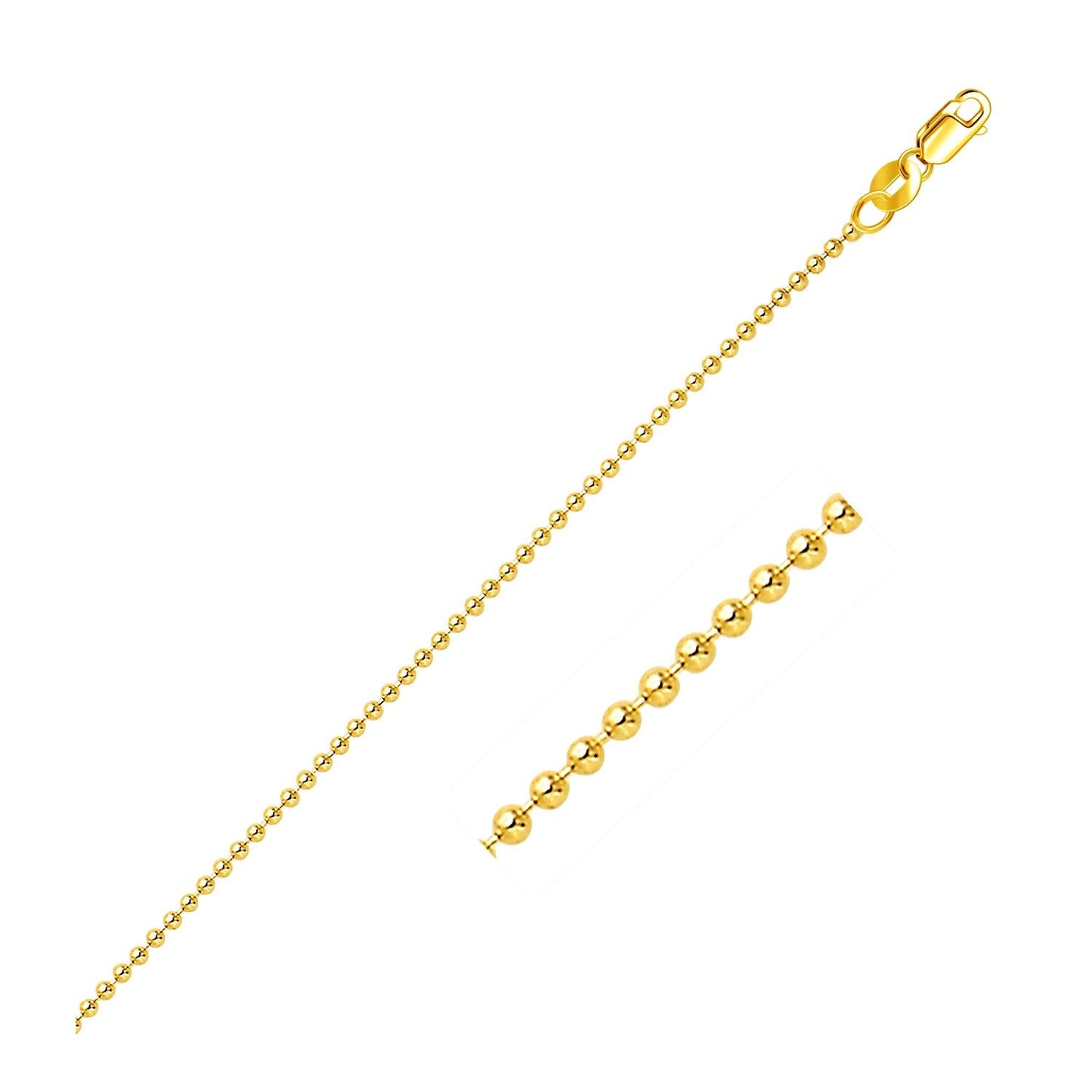 14k पीली गोल्ड बीड चेन 1.5mm