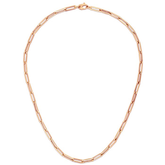 14K रोज़ गोल्ड बोल्ड पेपरक्लिप चेन (4.2 mm)
