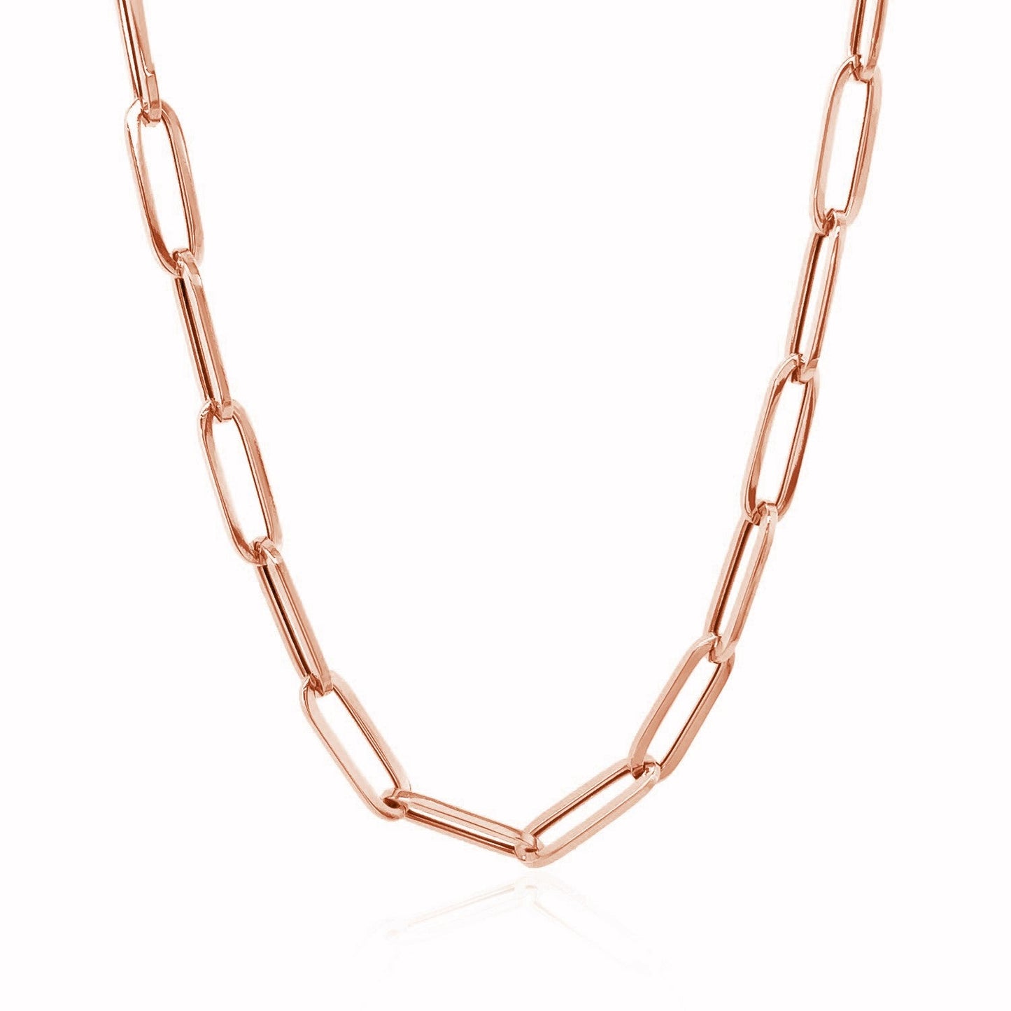 14K रोज़ गोल्ड बोल्ड पेपरक्लिप चेन (4.2 mm)