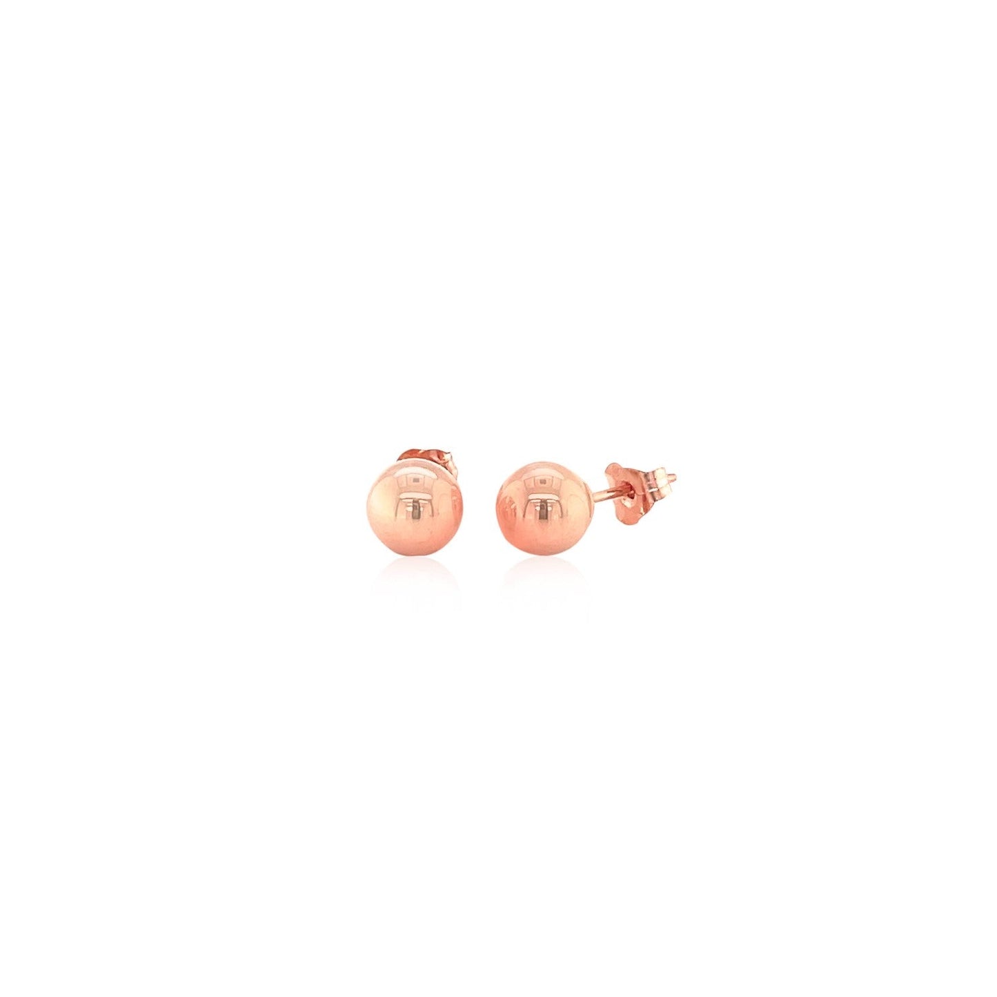 14k रोज़ गोल्ड क्लासिक गोल शेप स्टड इयररिंग्स (6.0 mm)