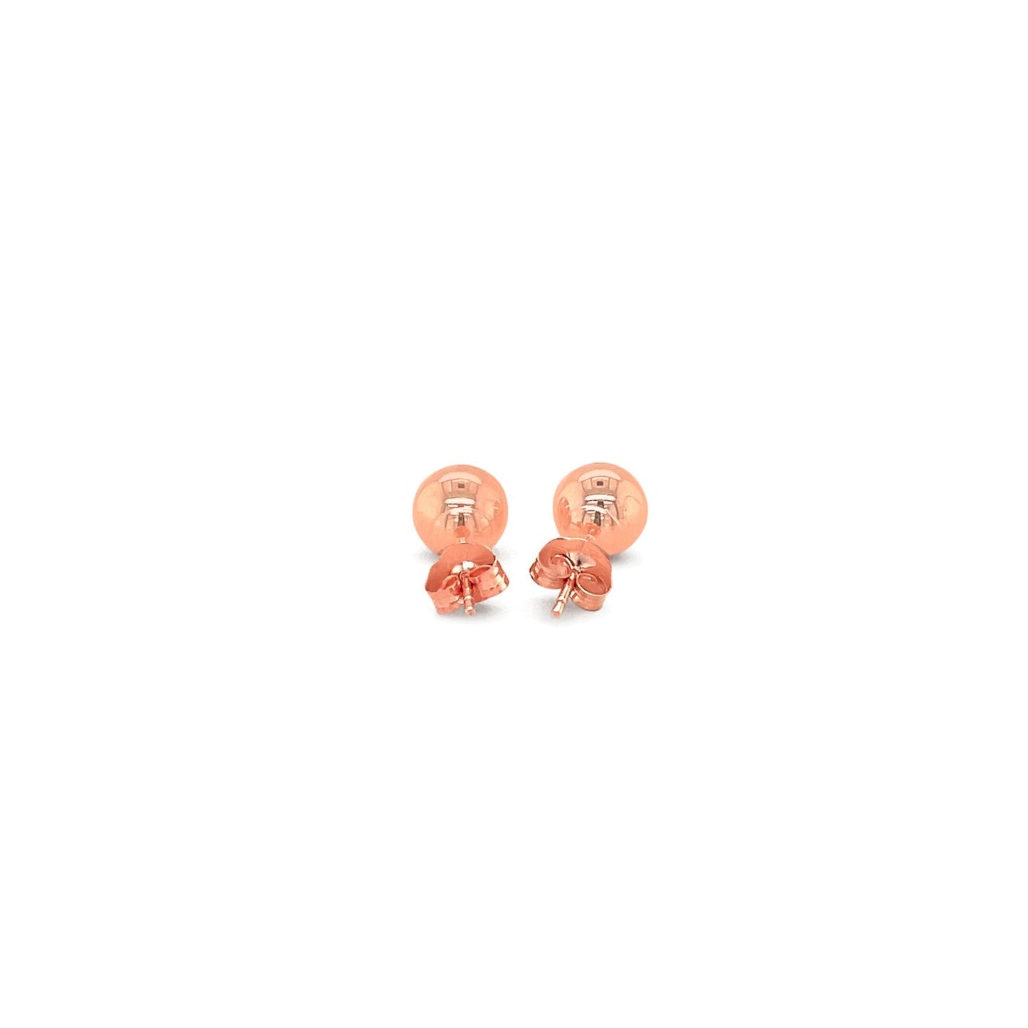 14k रोज़ गोल्ड क्लासिक गोल शेप स्टड इयररिंग्स (6.0 mm)