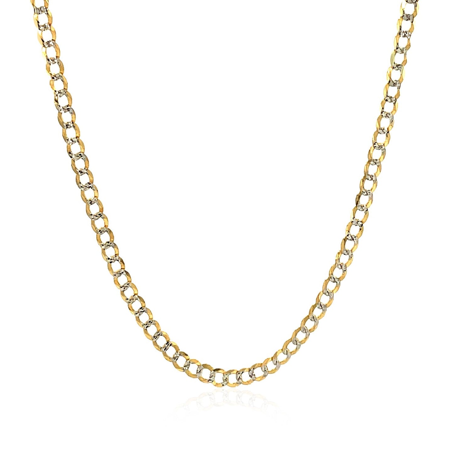 2.6 mm 14k टू टोन गोल्ड पावे कर्ब चेन