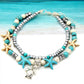 Turquoise Turtle Two Row Anklets