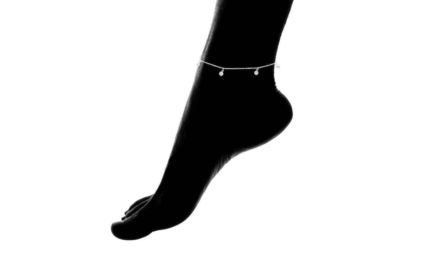 Sterling Silver Crystal Adjustable Anklet