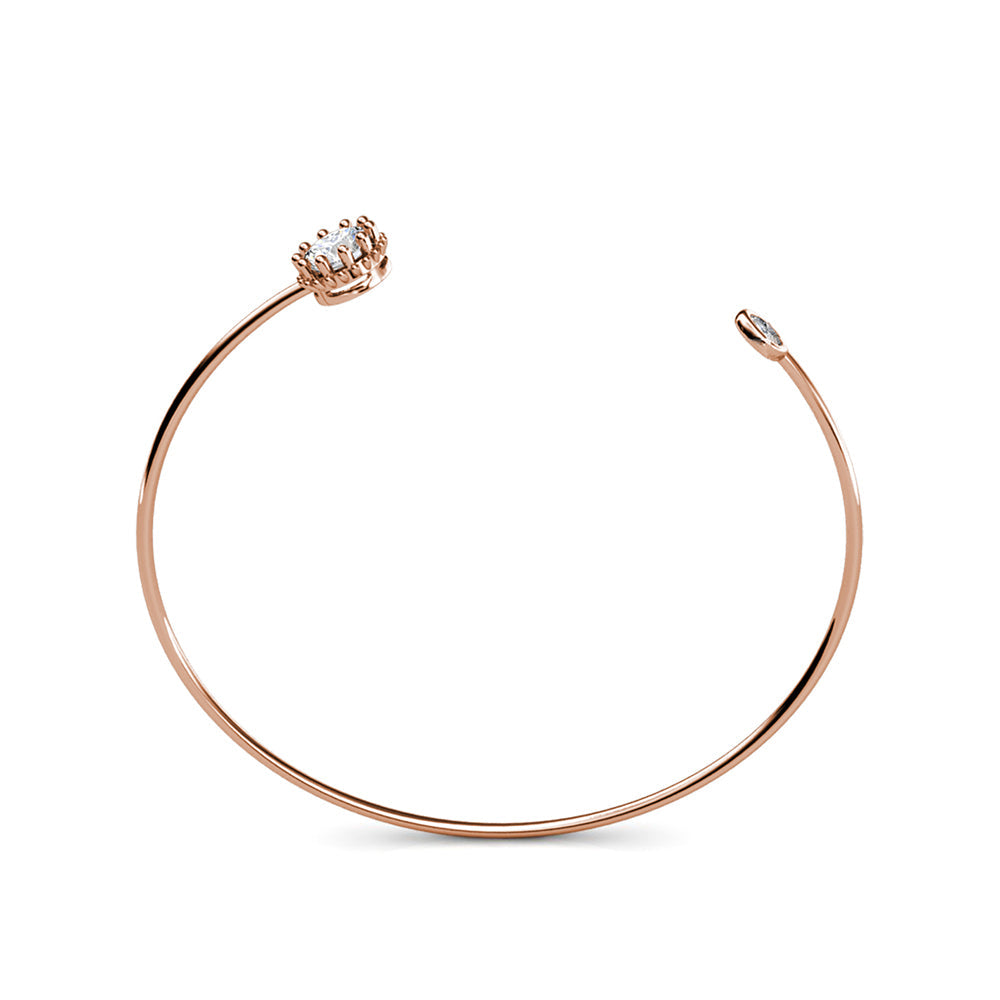 Simulated Diamond Crown Bangle Bracelet in 18K Rose Gold