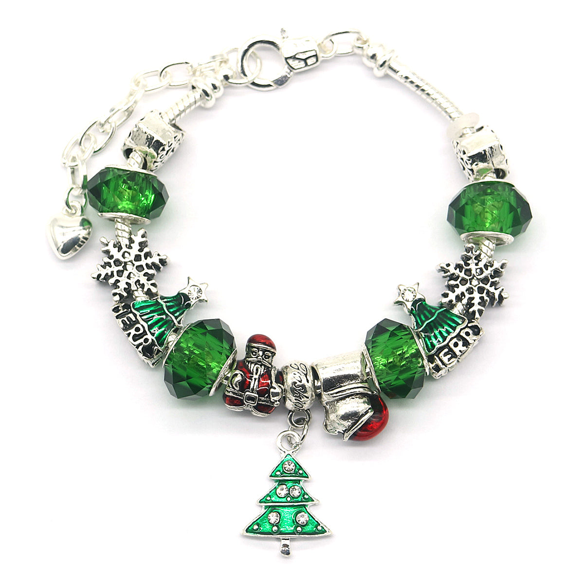 Murano and Simulated Diamond Christmas Bracelet