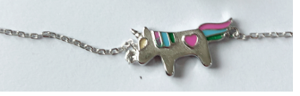 14K White Gold plated Unicorn Charm Bracelet with Crystals