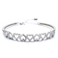 14K Gold Hearts Bangle Adjustable Bracelet with Simulated Diamonds
