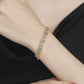 14K Gold Hearts Bangle Adjustable Bracelet with Simulated Diamonds