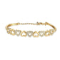 14K Gold Hearts Bangle Adjustable Bracelet with Simulated Diamonds