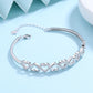14K Gold Hearts Bangle Adjustable Bracelet with Simulated Diamonds