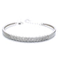 Simulated Diamond Embedded Sterling Silver Adjustable Bangle Bracelet